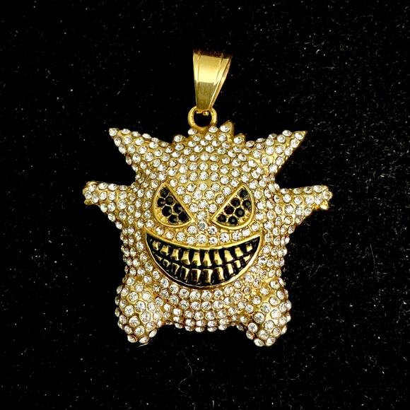 Brand New- Iced GENGAR Pokémon Pendant Medium -Gold & Black - Picture 1 of 10